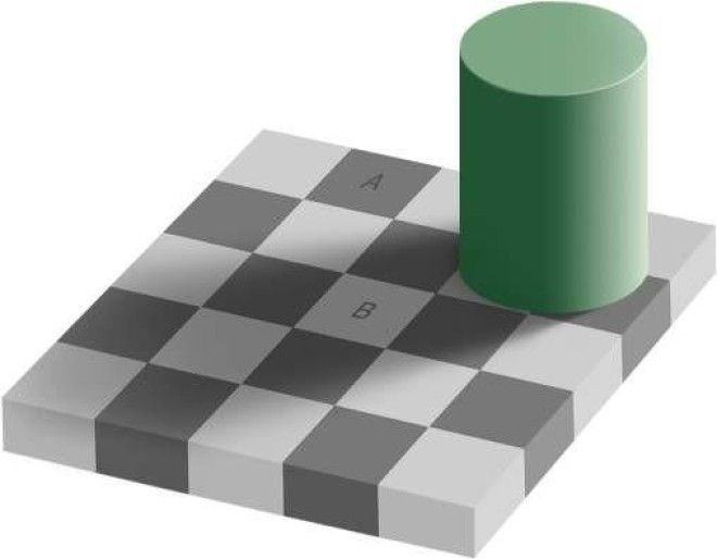 A va B nuqtadagi ranglar bir xil! Ishonish qiyin biroq fotoshop buni tasdiqlaydi.