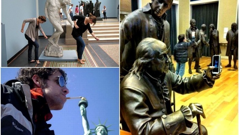 Sizlarni chin dildan kuldira oladigan, 17ta haykallar oldida olingan fotosuratlar