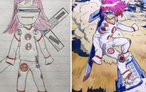 Ota o’z o’g’illarining chizgan suratlarini g’aroyib personajlarga aylantirmoqda,hamda bu juda ham qoyilma-qomdir 