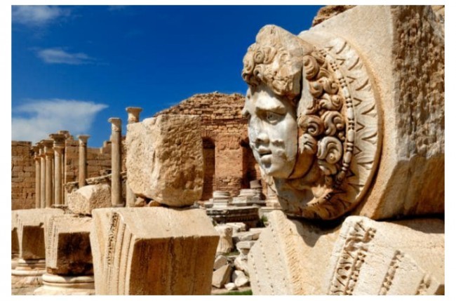 Leptis-Magna qadimiy shahri, Liviya. 2016 yildan buyon havf ostida. 