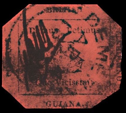 British Guyana One Cent Black on Magenta