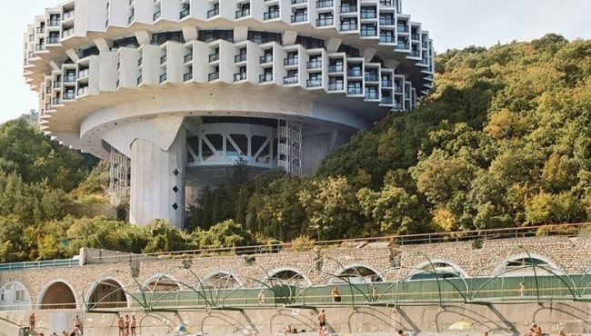 Fantaziya illustratsiyasiga o'xshash so'ngi SSSRning futuristik binolari